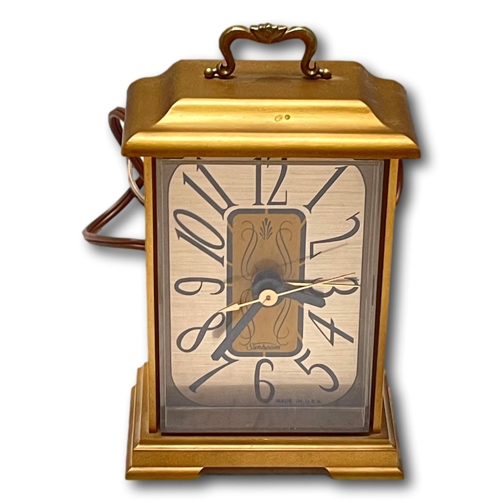 Sunbeam Alarm Electric Clock Gold Working‎ 480-1136C USA 1968 Vintage MCM